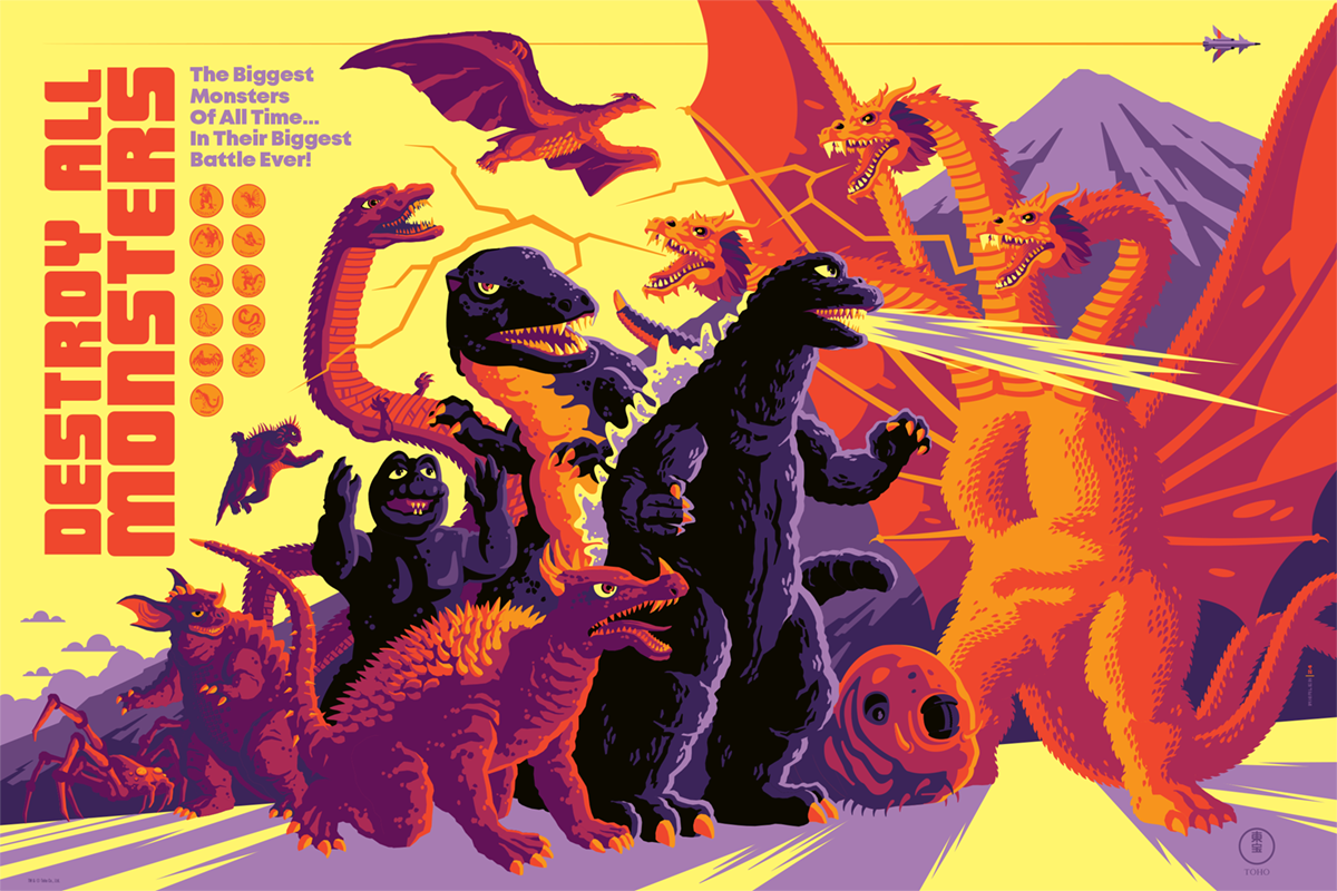 DESTROY ALL MONSTERS variant edition screenprint – strongstuffstore