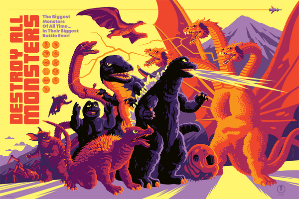 DESTROY ALL MONSTERS variant edition screenprint