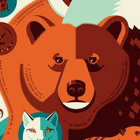 ICONIC WILDLIFE OF GLACIER screenprint