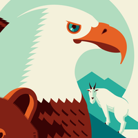 ICONIC WILDLIFE OF GLACIER screenprint